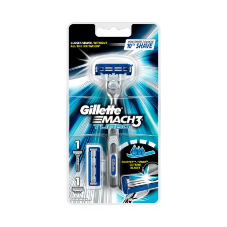 خود تراش 3 تیغ ژیلت مدل Mach 3 Turbo همراه با 1 یدک