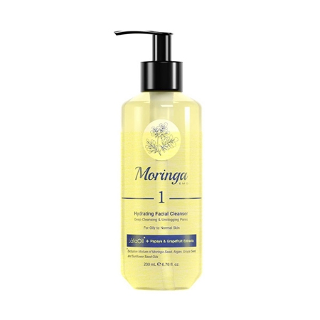 ژل شستشوی آبرسان صورت مورینگا امو کد 1 مناسب پوست چرب تا نرمال حجم 200 میلی لیتر