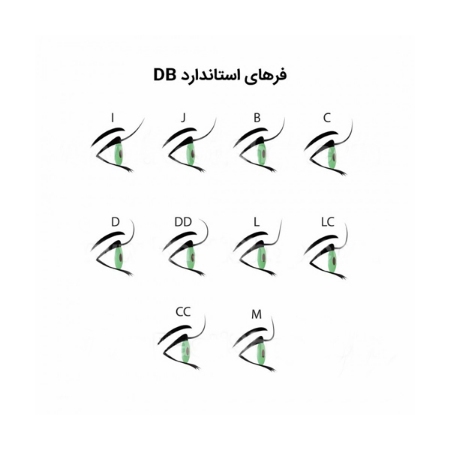 پالت مژه ۱۶ ردیفه DB با فر L ، ضخامت 0.07 و سایز MIX