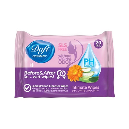 دستمال مرطوب بهداشتی بانوان 20 برگ دافی