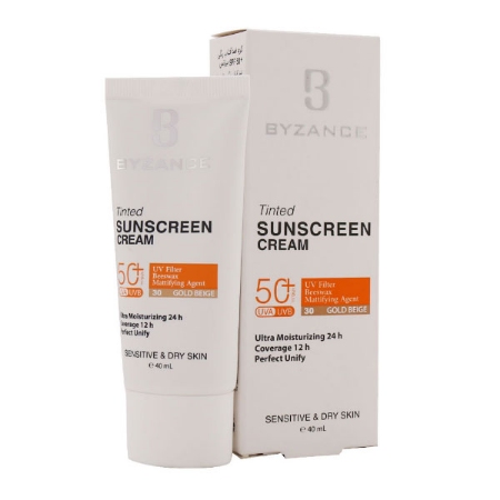 کرم ضد آفتاب +SPF50 بیزانس مناسب پوست خشک و حساس بژ طبیعی