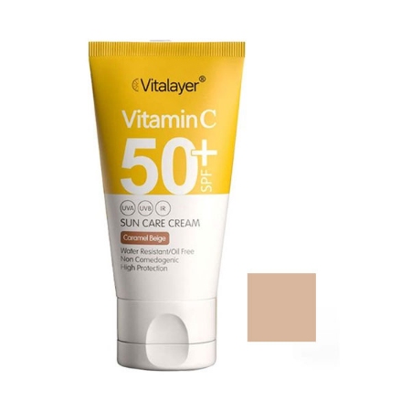 کرم ضد آفتاب ویتالیر SPF50+ حاوی ویتامین C رنگ بژ روشن حجم  40 میلی لیتر