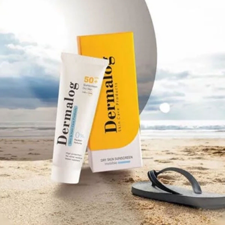 کرم ضد آفتاب بی رنگ درمالوگ مناسب پوست خشک SPF50