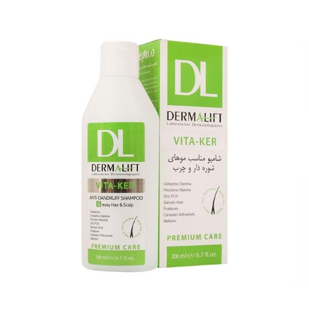 شامپو بدون سولفات ضد شوره درمالیفت مدل VITA-KER